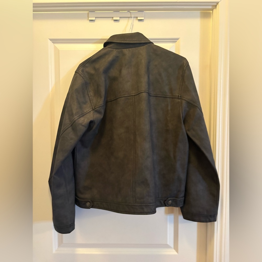 Free People Blair Vegan Leather Jacket Charcoal Oversized Large - Picture 9 of 16